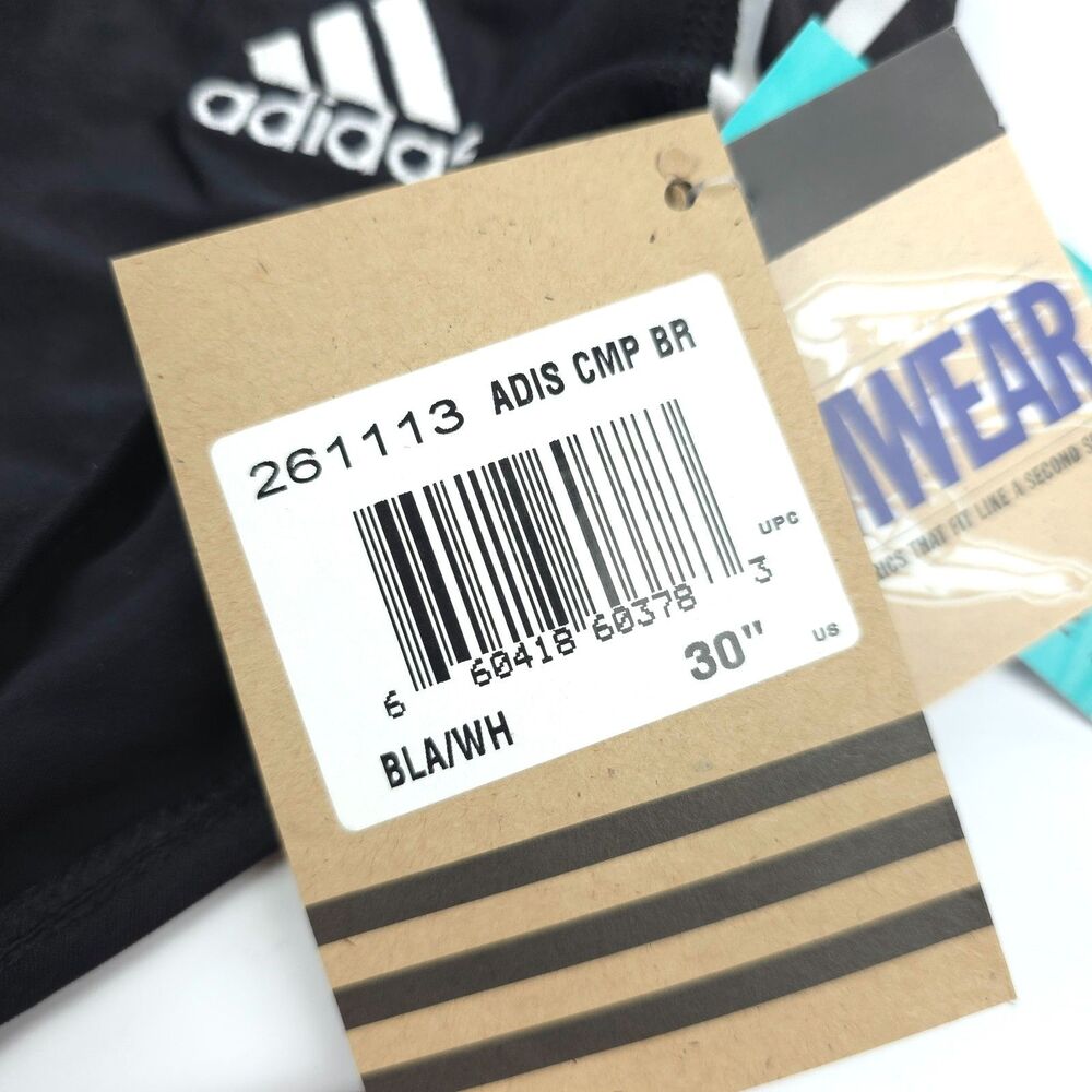 NWT Adidas Classic 3-Stripes Swim Briefs Black White Athletic Sporty Polo Swim - Picture 2 of 10